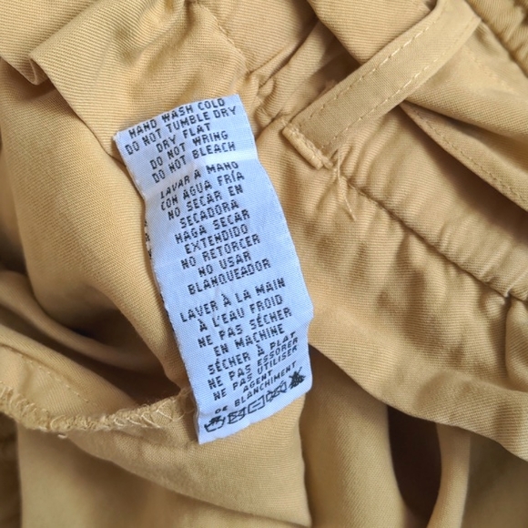 THREAD + SUPPLY | Wide Leg Pants Pull On Paperbag Waist Pockets,Mustard, Women L - Picture 10 of 13